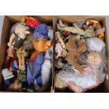 Various early 20thC and later toys, dolls, blonde plush dog, Flintstones, Winnie the Pooh, mannequin