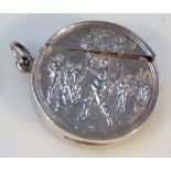 Golfing interest, an Edwardian silver novelty vesta case, by George Houston, the compressed circular