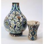 An Iznik Turkish pottery vase, the globular body polychrome profusely decorated with flowers in