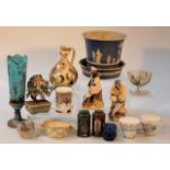 Various Staffordshire pottery, to include a Wedgwood blue jardiniere, decorated with classical