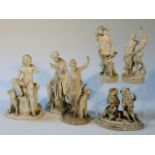 Various 19thC Copenhagen Parian figures, to include a B and G Enerat classical group of a figure