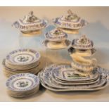 A late 19thC/early 20thC Coronaware part dinner service, to include lidded tureens, 24cm wide, sauce