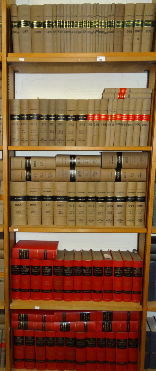 Various 20thC bound law reports, to include Chancery Division, Statutes, various revised Statues