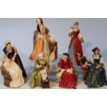 A set of six Royal Doulton limited edition wives of Henry VIII figures. to include Anne Boleyn