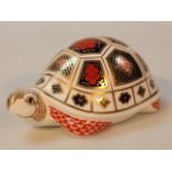 A Royal Crown Derby Imari paperweight, in the form of a tortoise, printed marks beneath with