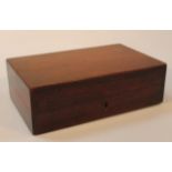 A 19thC mahogany scientific instrument box, the plain rectangular lid hinging to reveal a fitted