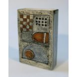 A 20thC Troika pottery cotton vase, the rectangular body etched with various geometric patterns