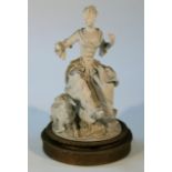 A 19thC Parian figure of a lady, in seated position with hair up in flowing robes and arms