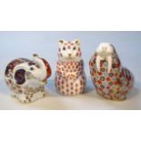 Various Royal Crown Derby Imari and other style paperweights, to include walrus, 11cm high, etc,