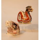 Two Royal Crown Derby paperweights, comprising British bulldog, 9.5cm high and dragon, each