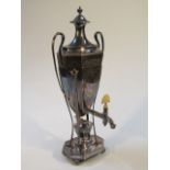 An early 20thC silver plated samovar, of classical design with a domed top urn lid and shaped