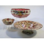 Various 20thC Maling pottery, to include an inverted pink lustre dish, 24cm wide, footed bowl no.