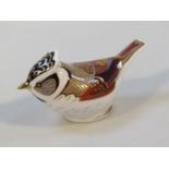 A Royal Crown Derby paperweight, Crested Tit, Collectors Guild predominately in red, blue and