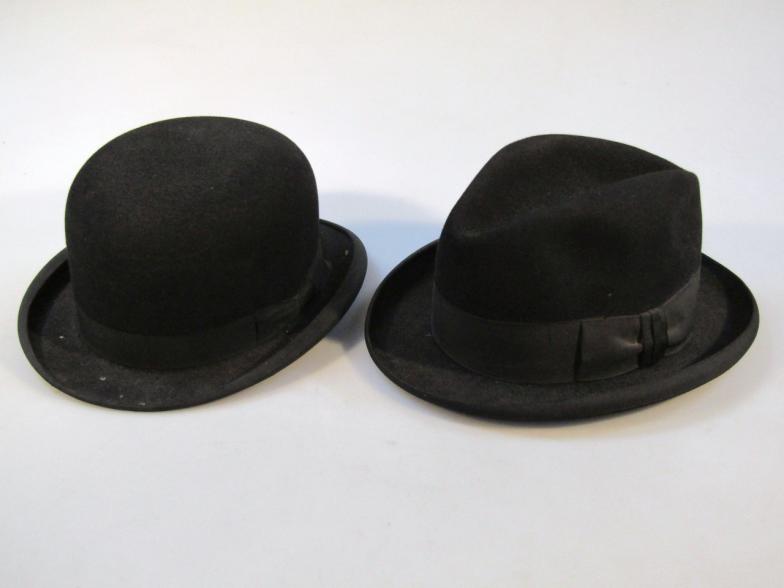 A 20thC Simpson stamped black bowler hat, 26cm wide and a HB Tirlby both sizes unknown. (2)