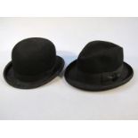 A 20thC Simpson stamped black bowler hat, 26cm wide and a HB Tirlby both sizes unknown. (2)