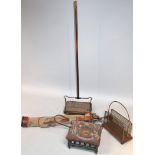 Various bygones, comprising an early 20thC wooden push Ewbank Empire vacuum cleaner, 121cm high, a