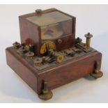 A CF Varley patent double current receiver key, the square part glazed top and brass articulated