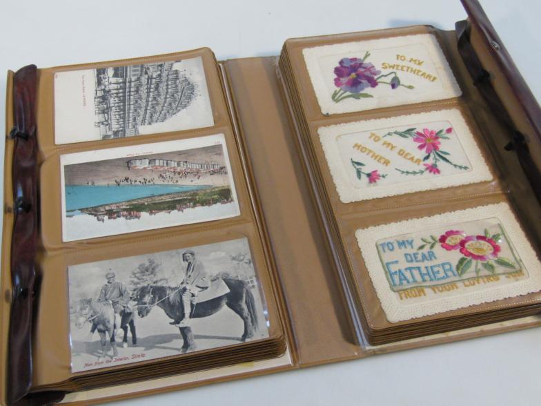 Various postcards, to include early 20thC Sweetheart embroidered cards, scenery, world cards, Delhi,
