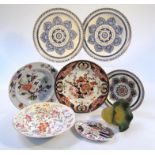 Various early 19thC and later porcelain, to include a Derby soup bowl, polychrome decorated with