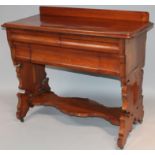 A Victorian mahogany side cabinet, with a galleried back raised above a plain top and five