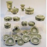 Various Wedgwood sage green Jasperware, to include heart shaped dish, 11cm high, a quantity of other