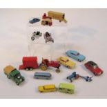 Various Dinky and Corgi die-cast vehicles, to include Massey Harris tractor, 6cm high, Jaguar MK X