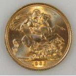 An Elizabeth II full gold sovereign, dated 1963.