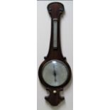 A 19thC rosewood cased two dial banjo barometer and thermometer, with a 24cm silvered dial raised