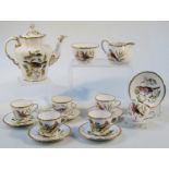 A Spode bone china Audubon Birds pattern and other part tea service, comprising teapot, 20cm high,