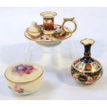 Various English porcelain, comprising a Royal Worcester jar and cover, the compressed circular