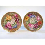 A pair of hand painted Derby porcelain cabinet plates, each by James Rouse, decorated with summer