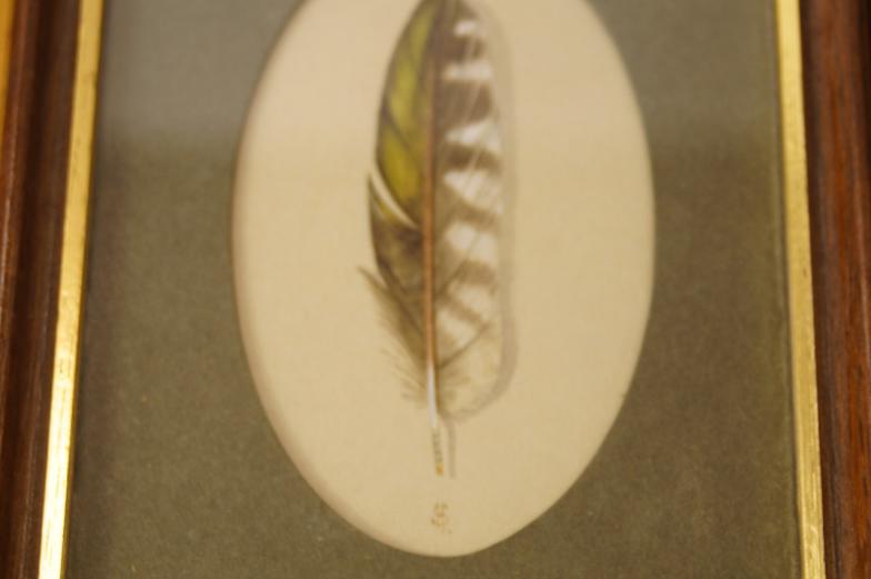 Harry Spencer. A painted study of a salmon fly and one of a feather, signed with a monogram, and a - Image 3 of 3