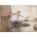 David Foggie RSA RSW (Scottish 1878-1948). Steamer and vessels on the wharf, watercolour, signed and