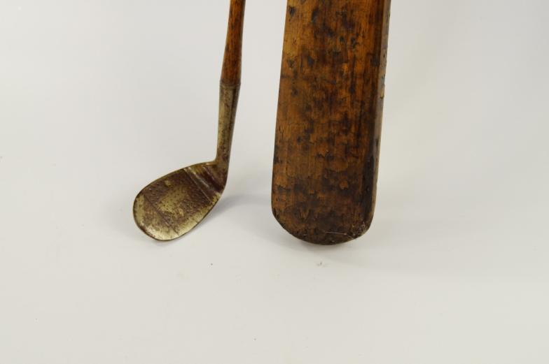 A 19thC cricket bat, and a hickory shafted golf club, (2). - Image 4 of 4