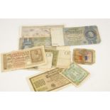 A quantity of foreign bank notes, to include Deutschland mark, etc (a small quantity).