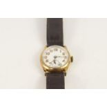 An early 20thC 9ct gold cased Vertex wristwatch, with white enamel dial and luminous Arabic