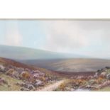 R D Sherrin. Moorland landscape with heather, watercolour and gouache, signed, 33cm x 53cm.