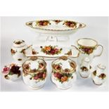 Royal Albert Old Country Roses, items including two preserve pots, salt and pepper pot, butter dish,