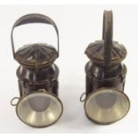 Two 1940's SR railway guard lamps, by Tebladon & Son Ltd, Birmingham.