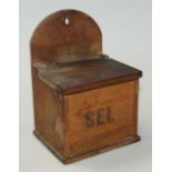 An early 20thC French salt box, with a block outline and back plate, with a pierced top, marked