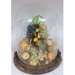 A late Victorian centrepiece, formed as ceramic fruit, to include apples, grapes, etc, and various
