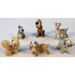 Various Wade Lady and the Tramp Whimsies figures, 4cm high, etc, unmarked. (6)