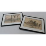 Kelbun (fl 1890). Scene of Imperial Palace, etc, hand touched plates, signed, 20.5cm x 27cm. (2)