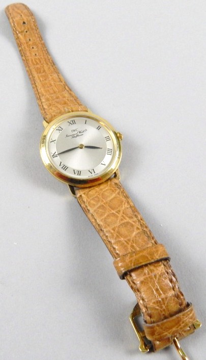An International Watch Company gentleman's wristwatch, with silvered coloured dial and black - Image 2 of 3