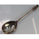 A late Victorian silver apostle spoon, with inscription, London 1897, 2oz.