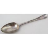 A George II silver table spoon, by S P Old English pattern, London probably 1764, 21cm high.