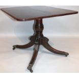 A mid-19thC flame mahogany occasional table, the rounded top with a fluted outline raised on a