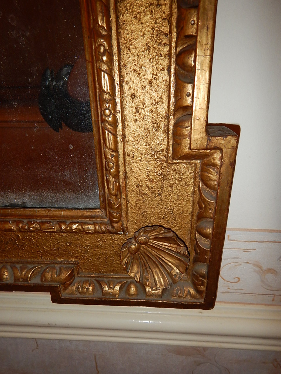 A pair of 19thC giltwood and gesso wall mirrors, in the manner of William Kent, with shell and - Image 3 of 5