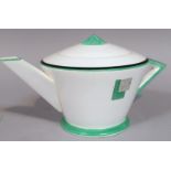 A mid-20thC Shelley Art Deco teapot, no. 11790, post Sunrise design in green, silver and black