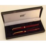 A 20thC Mont Blanc Meisterstuck cased pen set, comprising fountain pen and ballpoint pen, in